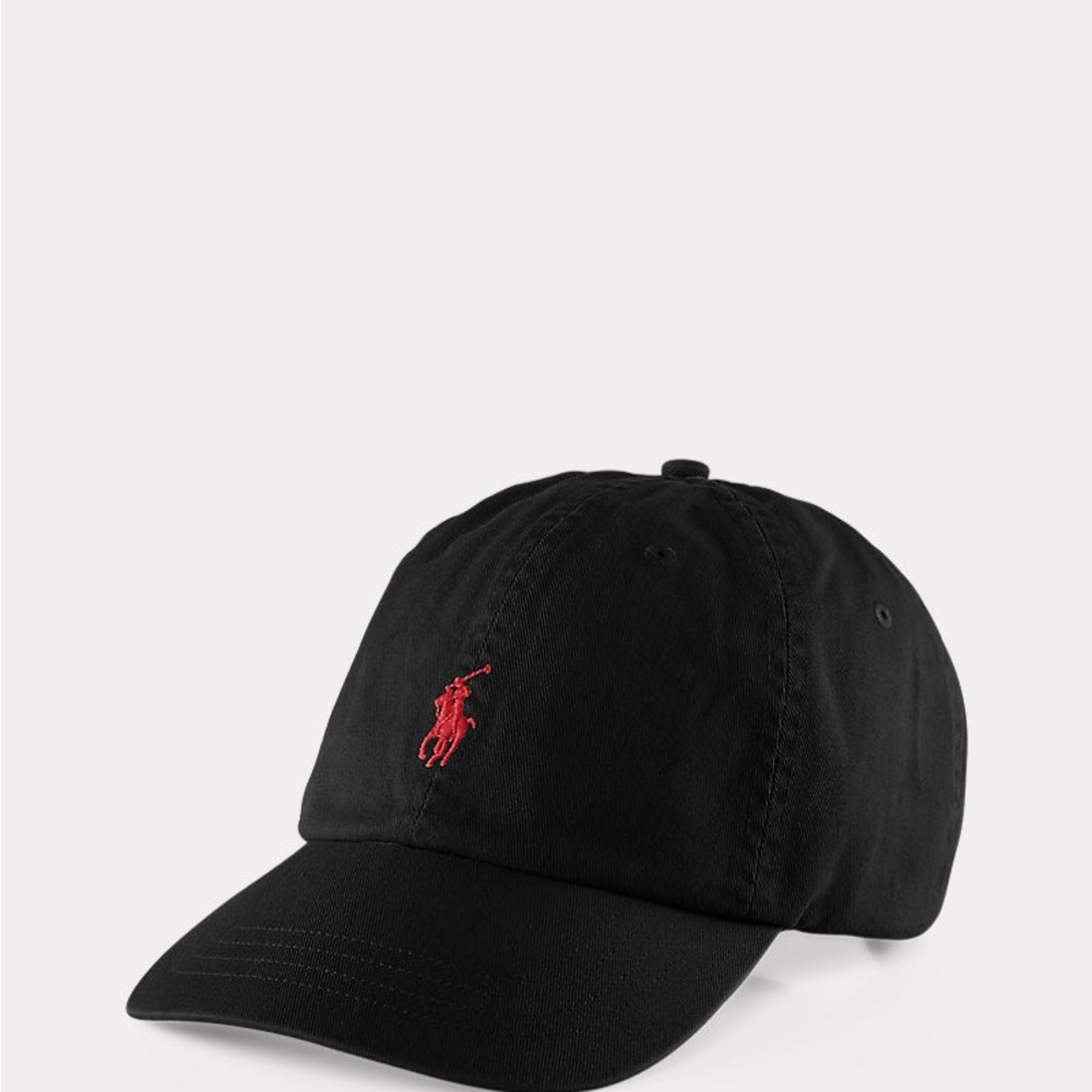 Ralph Lauren Black Baseball Cap with Red Pony Embroidery